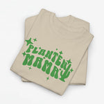 Oversized T-shirt zandkleurig met groene 'Planten Mammy' print op de borst