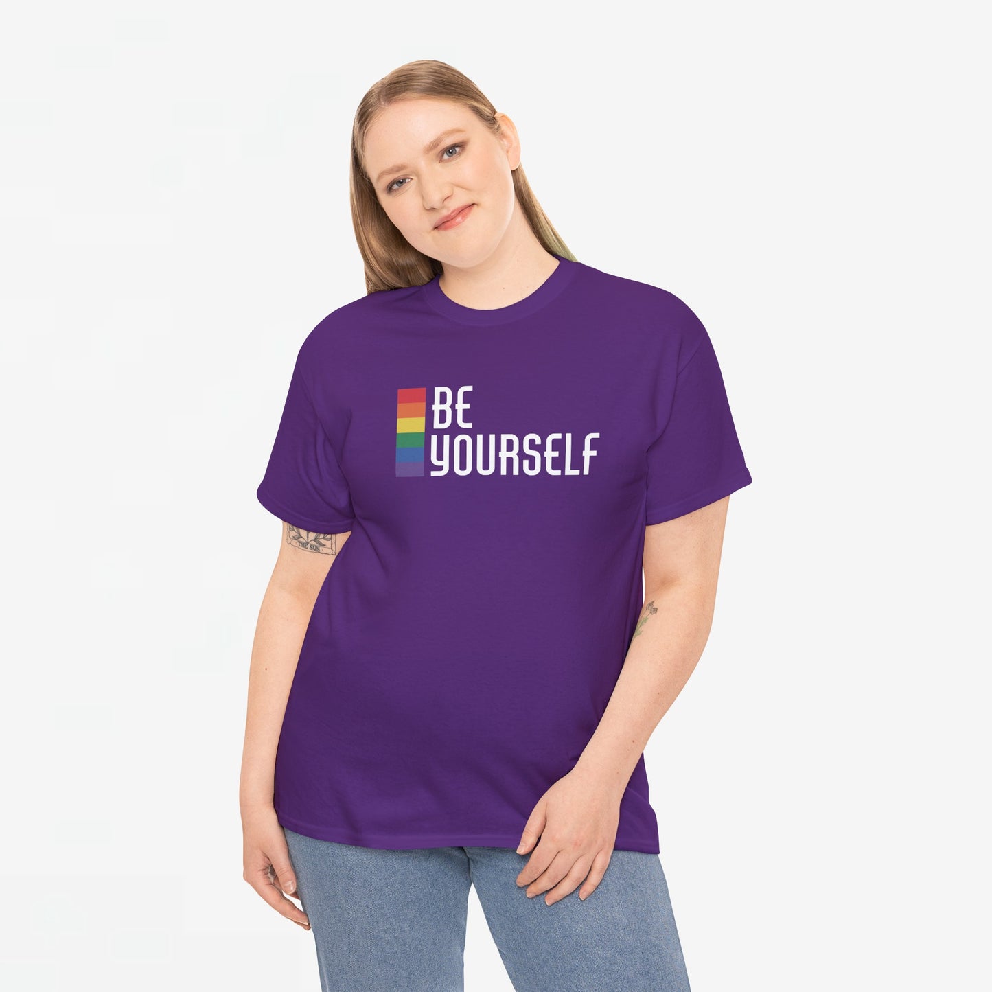 Gay Pride T-shirt - Be Yourself (witte tekst) - Oversized #24