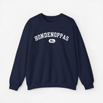 marineblauwe sweater met HONDENOPPAS NL-print en ronde hals