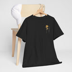 Zwart T-shirt met kleine gele bloemprint op de borst