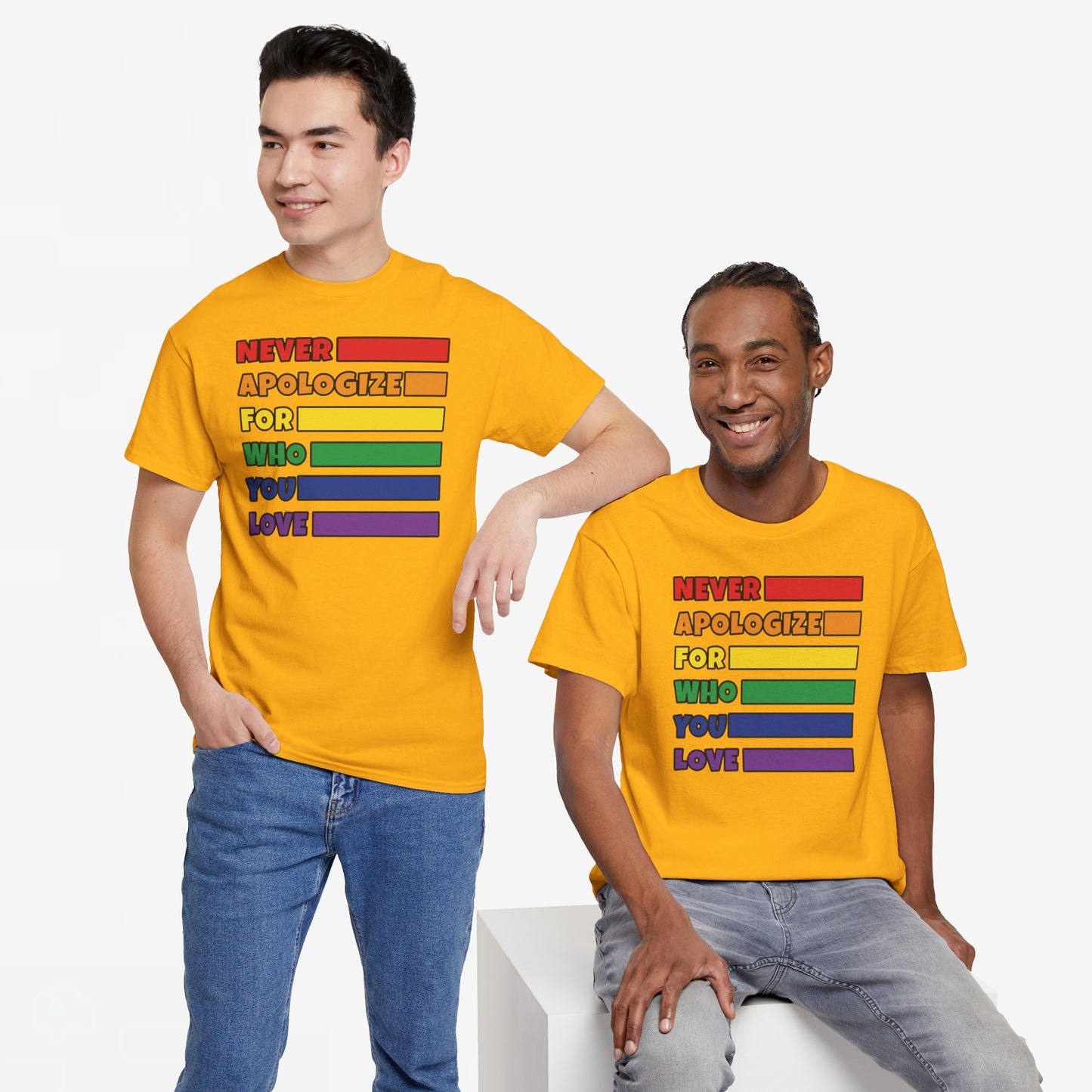 Gay Pride T-shirt - Never Apologize For Who You Love - Oversized #16