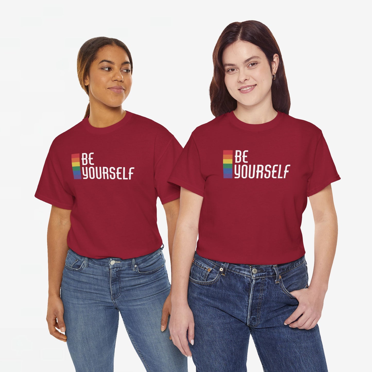 Gay Pride T-shirt - Be Yourself (witte tekst) - Oversized #24