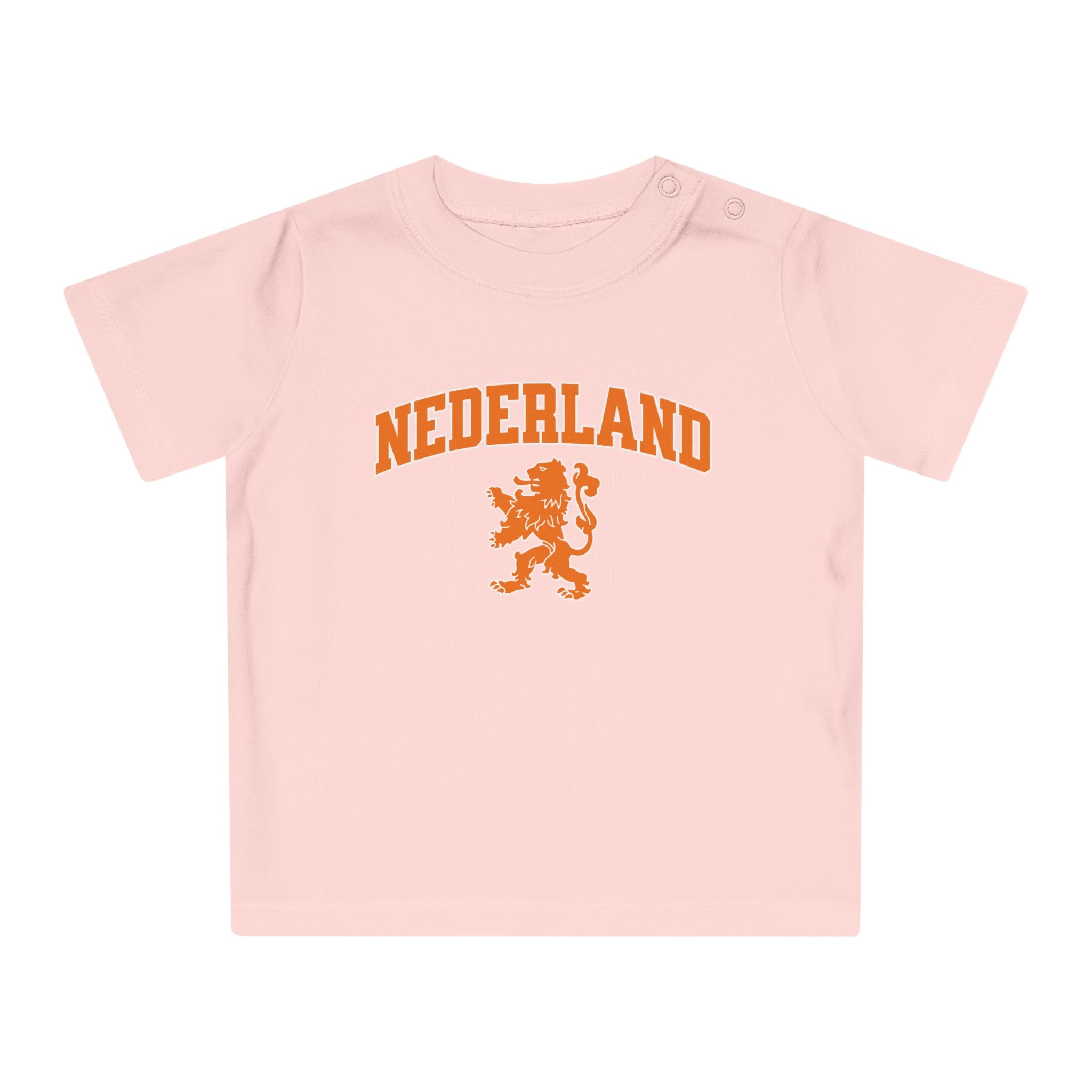 Baby T-shirt voor EK, WK en Koningsdag - NEDERLAND met Leeuw