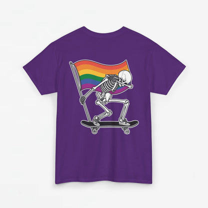 Gay Pride T-shirt - Skelet Pride Regenboog Flag - Back Print - Oversized #71