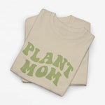 Zandkleurig oversized t-shirt met groene 'PLANT MOM' tekstprint
