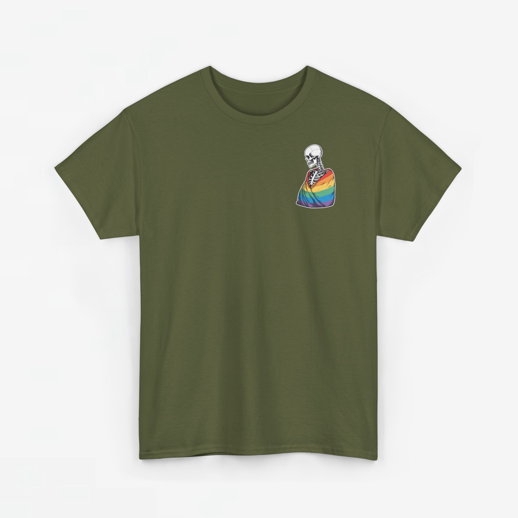 Gay Pride T-shirt - Skelet Regenboog Pride Vlag - Back Print - Oversized #76