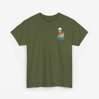 Gay Pride T-shirt - Skelet Regenboog Pride Vlag - Back Print - Oversized #76
