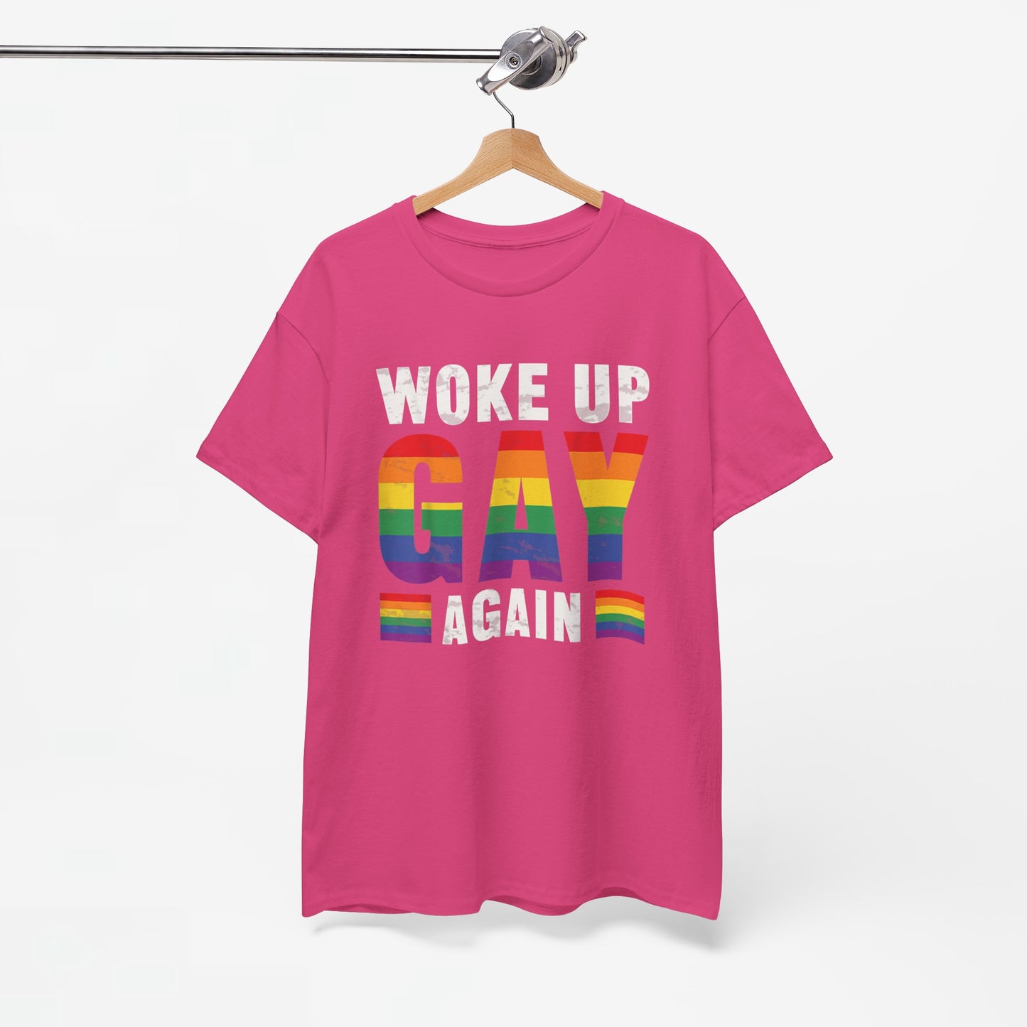 Gay Pride T-shirt - Woke Up Gay Again - Oversized #44