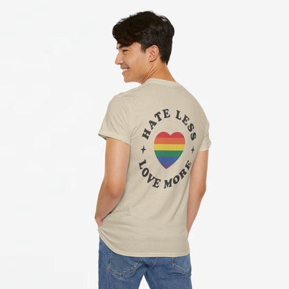 Gay Pride T-shirt - Hate Less Love More - Back Print - Oversized #13