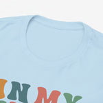 Lichtblauwe oversized T-shirt met ronde hals en deel van de gekleurde tekstprint