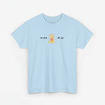 Lichtblauwe T-shirt met korte mouwen en borstprint “MAMA” en beer.