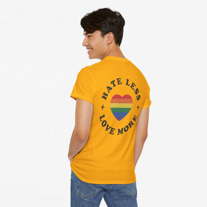 Gay Pride T-shirt - Hate Less Love More - Back Print - Oversized #13