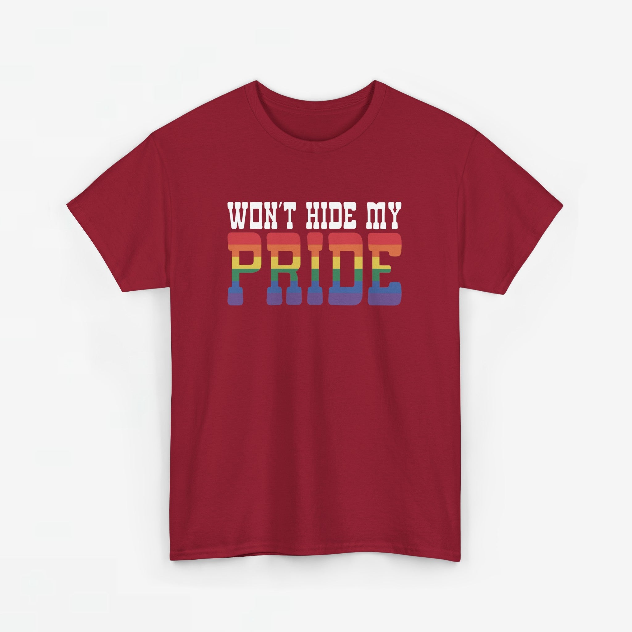 Gay Pride T-shirt - Won't Hide My Pride (witte tekst) - Oversized #26
