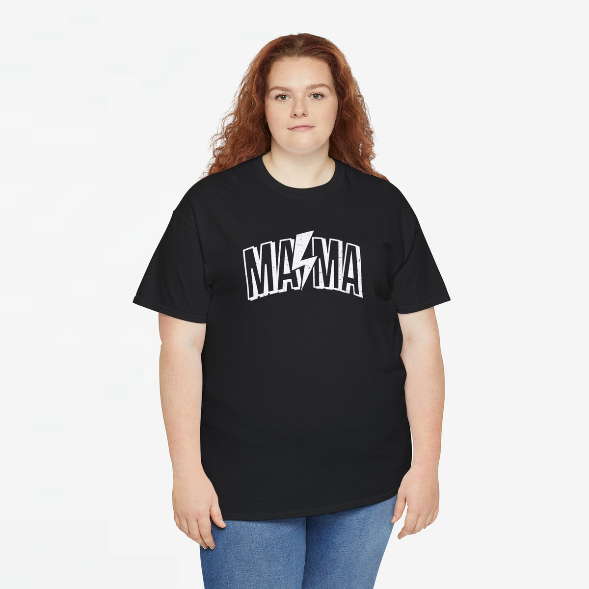 Oversized T-shirt zwart met ronde hals en witte “MA/MMA” borstprint