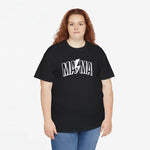 Oversized T-shirt zwart met ronde hals en witte “MA/MMA” borstprint