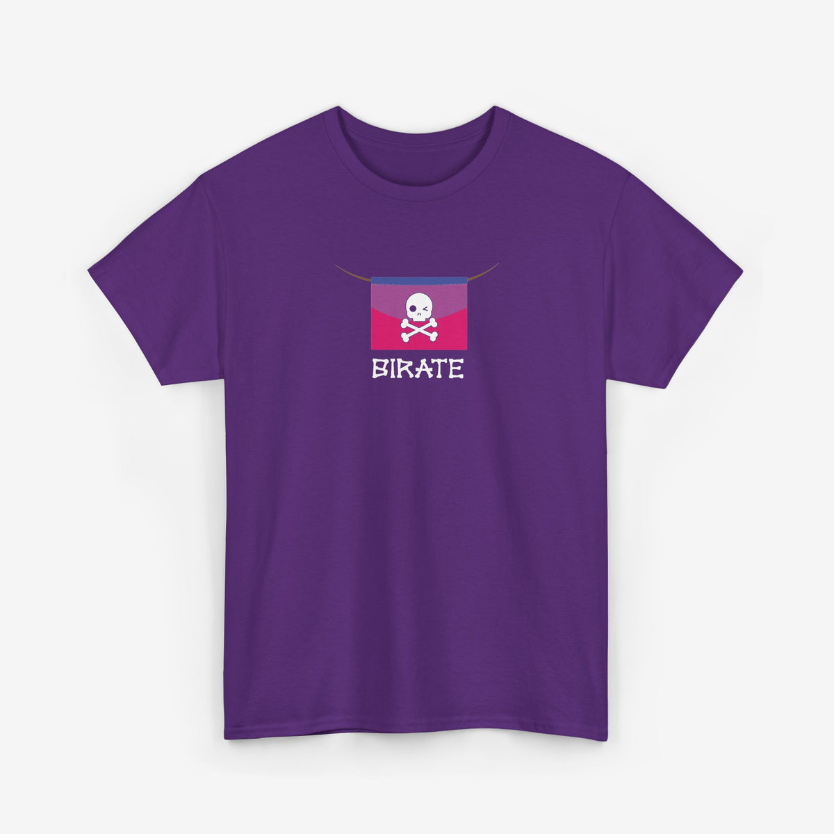 Paarse t-shirt met pirate-schedelprint en ronde hals