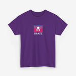 Paarse t-shirt met pirate-schedelprint en ronde hals