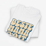 Witte oversized T-shirt met grote blauwe 'Beste Mama Ooit' print