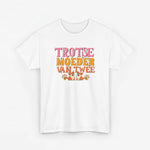 Oversized wit t-shirt met kleurrijke tekst- en hondenprint vooraan