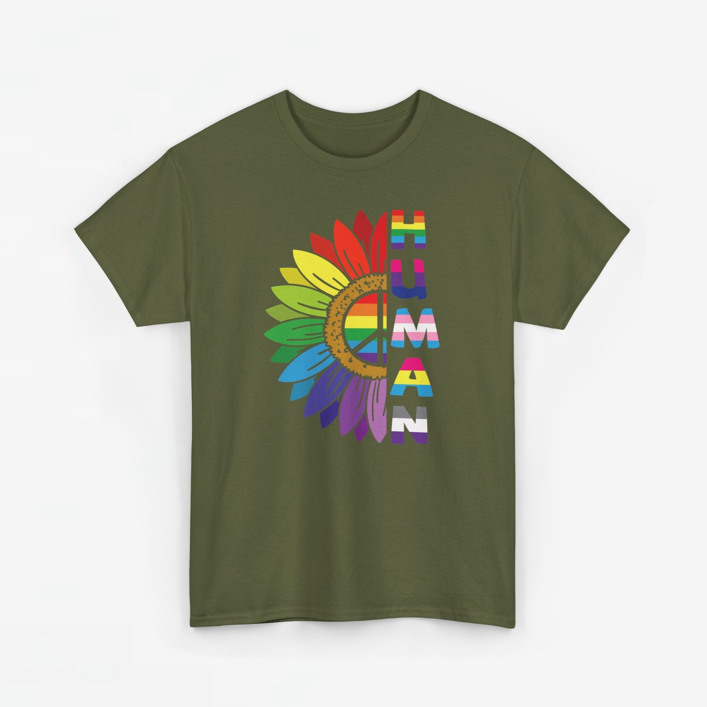 Gay Pride T-shirt - Regenboog Human (witte tekst) - Oversized #4