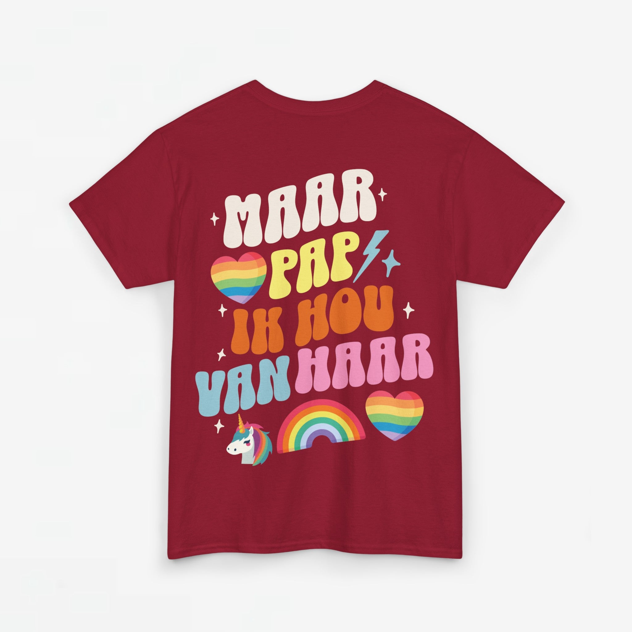 Gay Pride T-shirt - Maar Pap, Ik Hou Van Haar Eenhoorn - Back Print - Oversized Tee