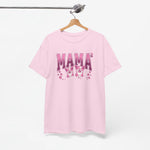 Lichtroze t-shirt met opdruk 'MAMA' en twee hondjes, ronde hals