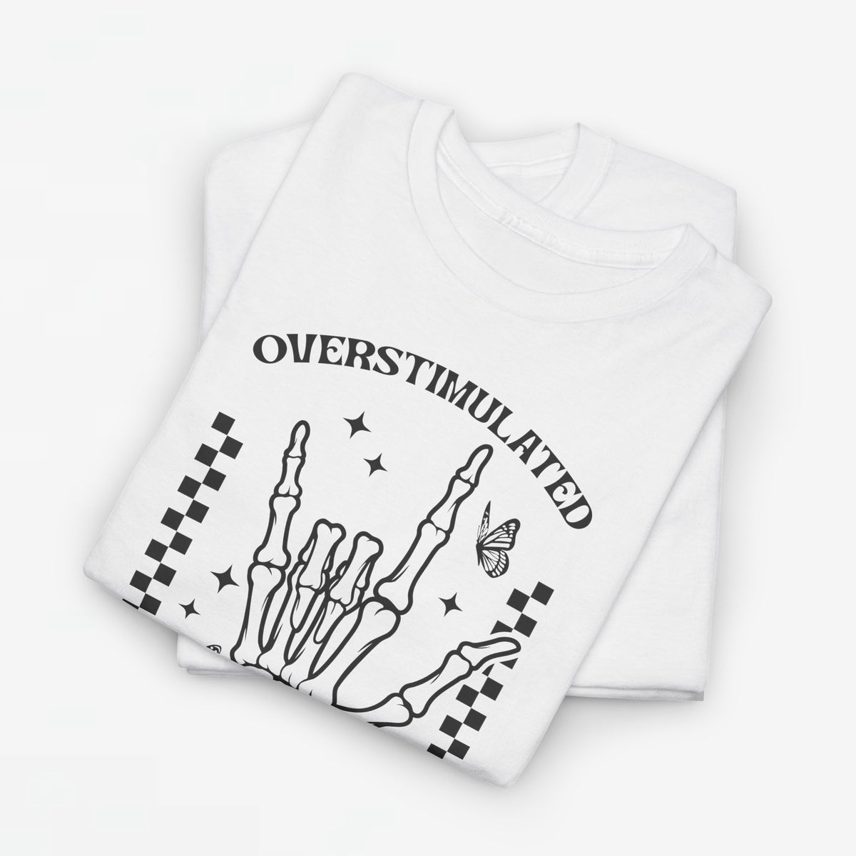 Oversized T-shirt wit met zwarte illustratie en tekst op de borst
