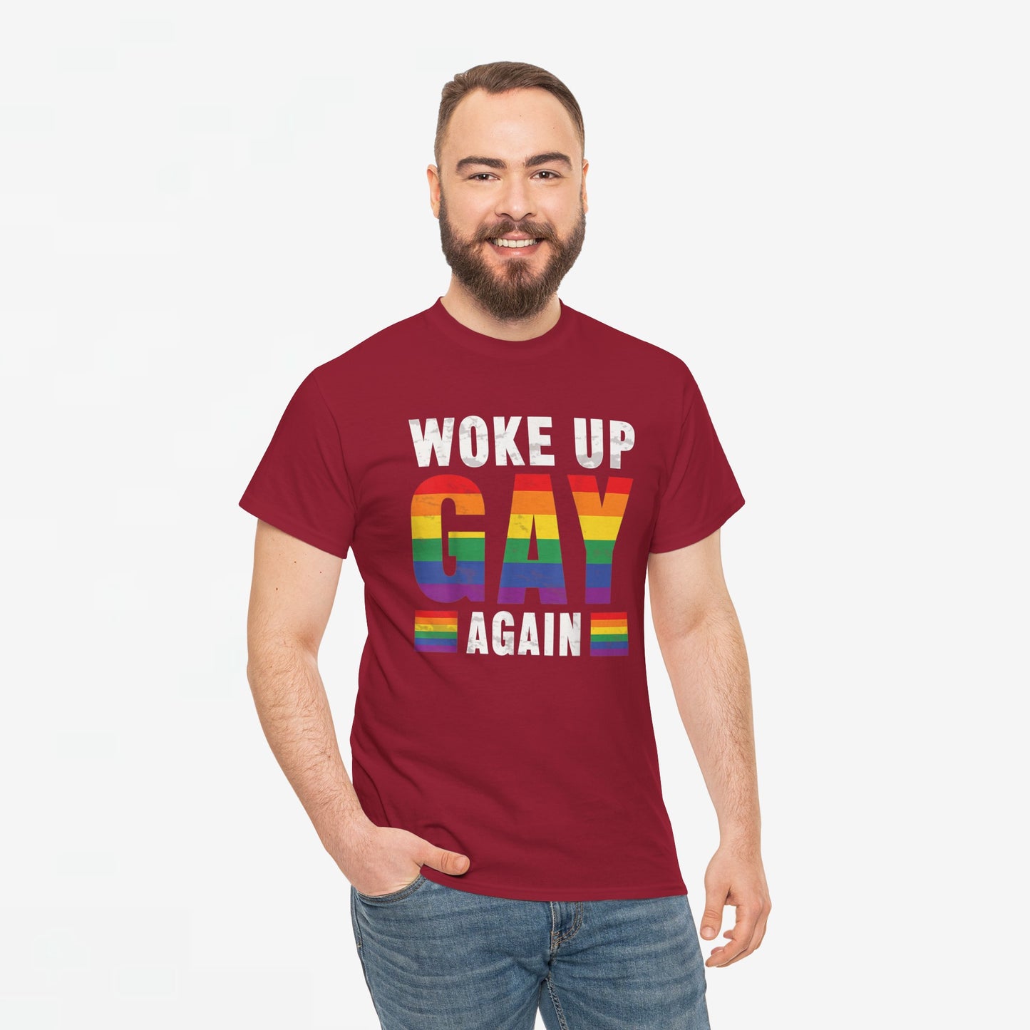 Gay Pride T-shirt - Woke Up Gay Again - Oversized #44