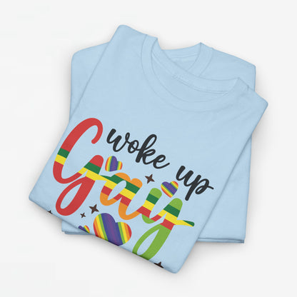 Gay Pride T-shirt - Woke Up Gay Again - Oversized #6