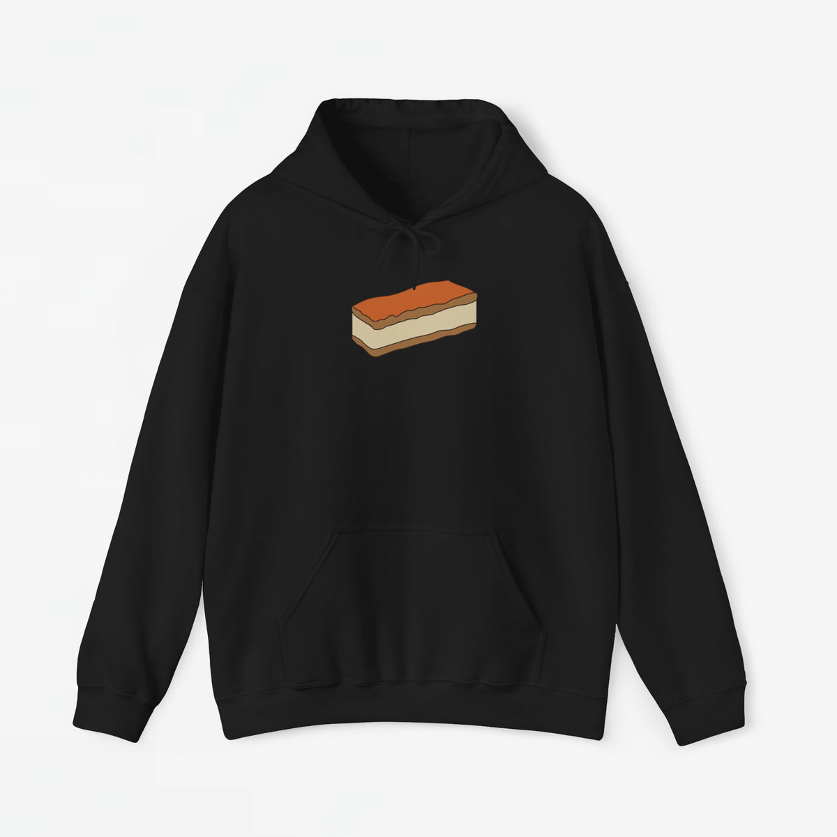 Zwarte oversized hoodie met capuchon, kangaroozak en voorprint van tompouce-schuimlaagje