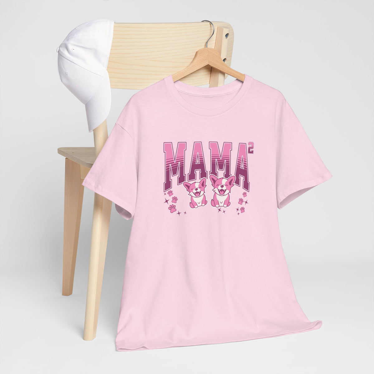 Lichtroze oversized t-shirt met opdruk 'MAMA' en twee hondjes