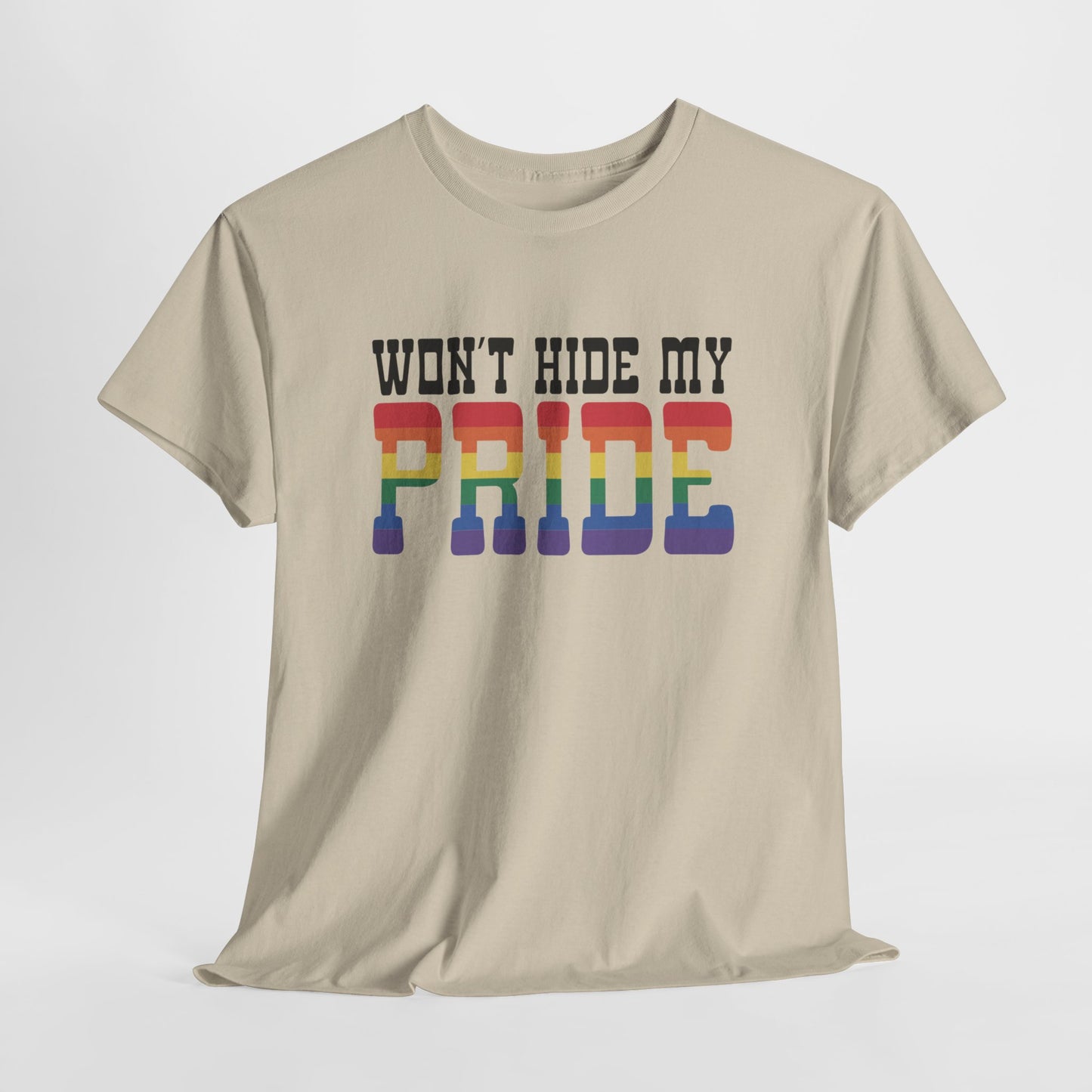 Gay Pride T-shirt - Won't Hide My Pride (zwarte tekst) - Oversized #27