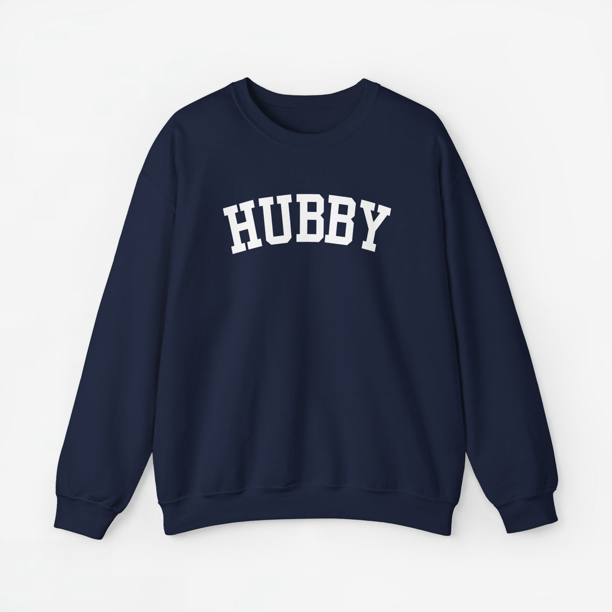 Sweatshirt met tekst HUBBY, donkerblauw (navy), lange mouwen en ronde hals.