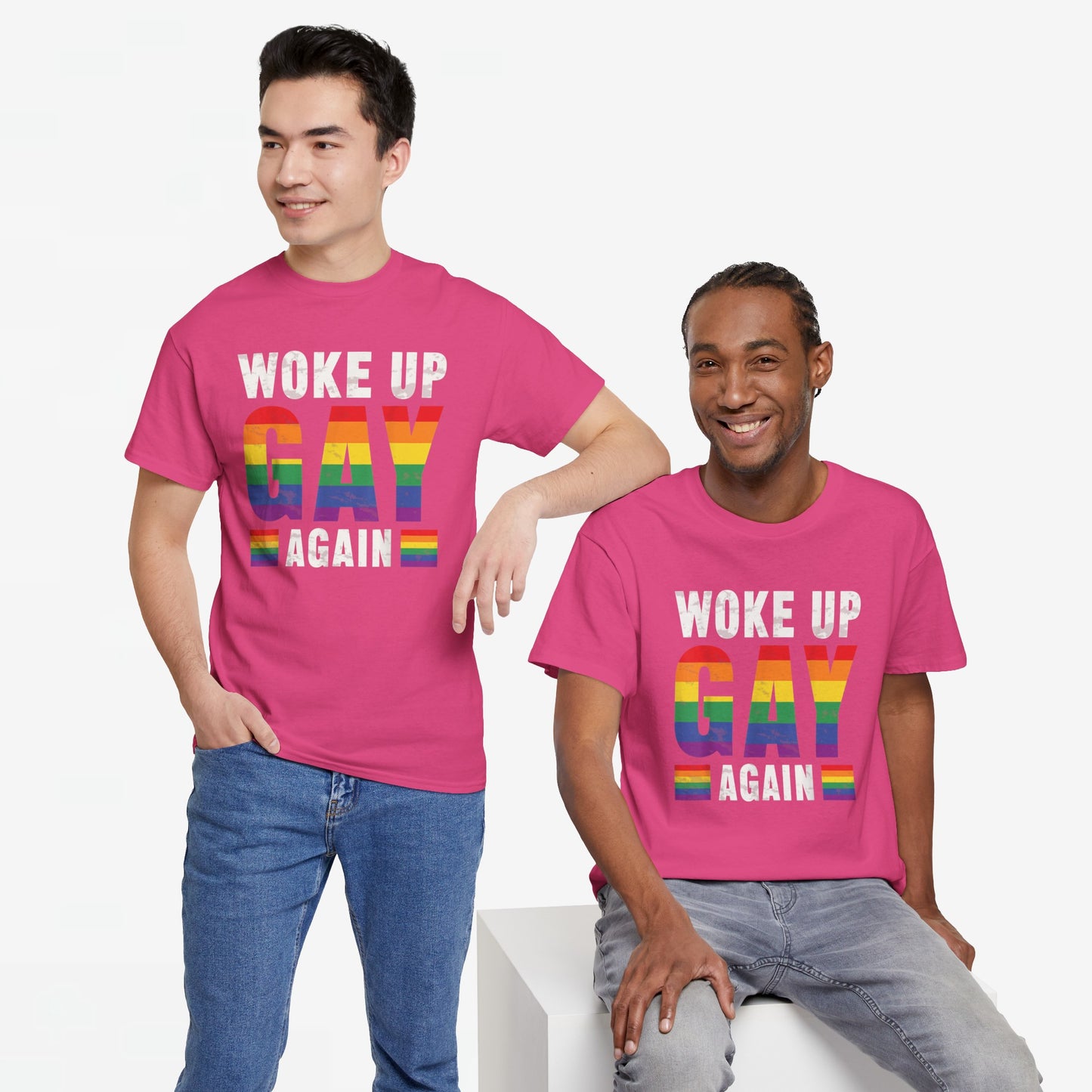 Gay Pride T-shirt - Woke Up Gay Again - Oversized #44