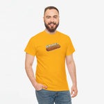 Oranje oversized T-shirt met Frikandel-frontprint, rechte pasvorm
