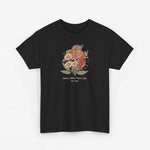Zwart T-shirt met bloemenboeketprint en gepersonaliseerde tekst