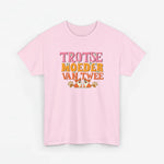 Roze T-shirt met ronde hals en gekleurde borstprint 'Trots(e) moeder van twee'