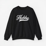 Zwarte sweatshirt met opdruk “Hubby” en ronde hals