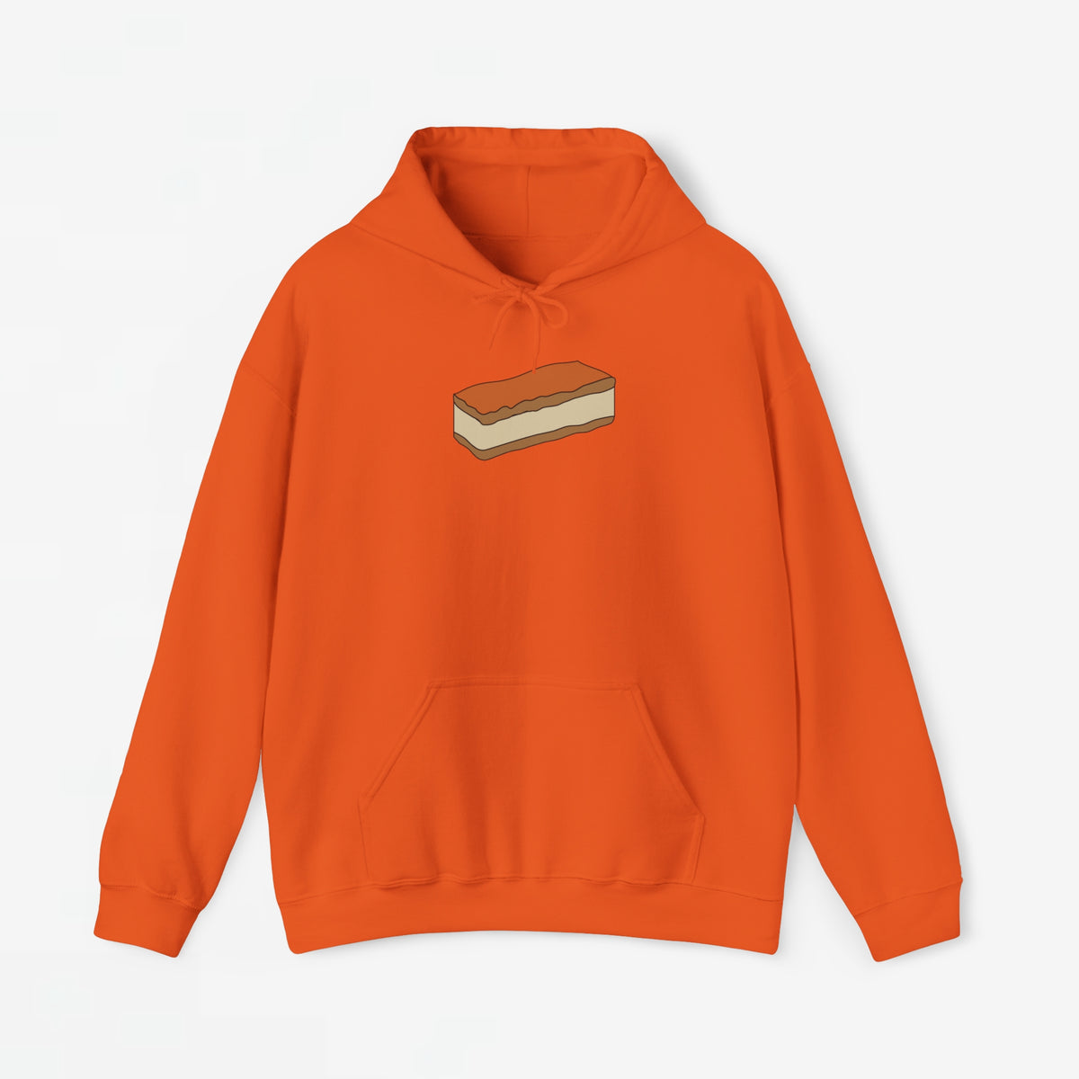 Oranje oversized hoodie met kangaroozak en voorprint van tompouce-schuimlaagje