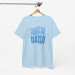 Lichtblauw jongens-T-shirt met opdruk 'JONGENS MAMA' aan de voorkant