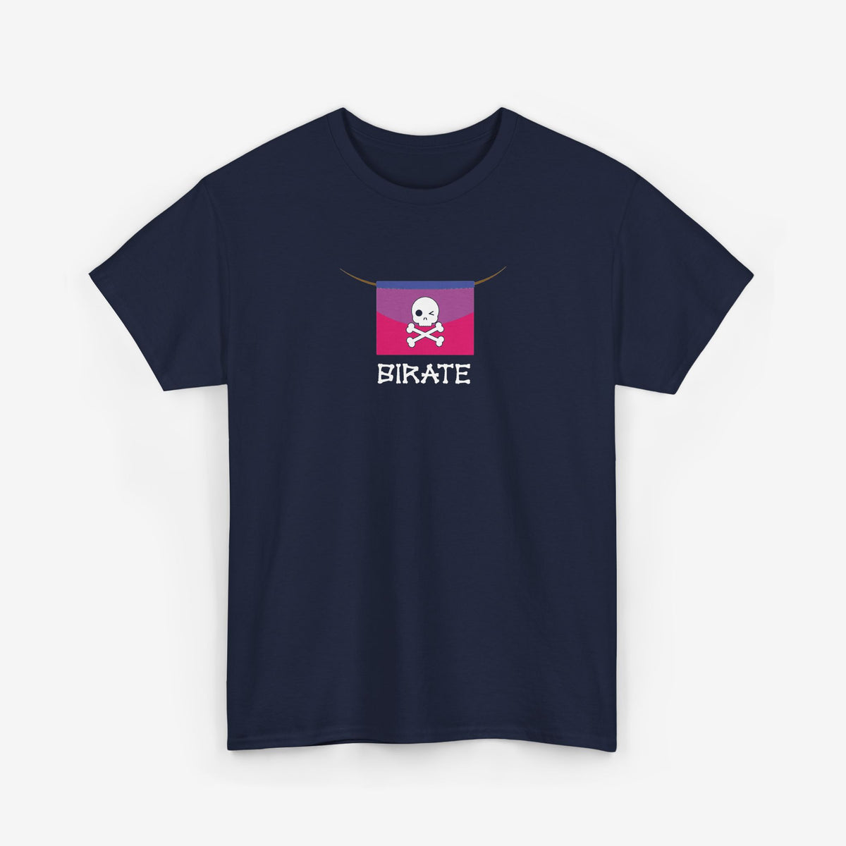 Marineblauwe t-shirt met pirate-schedelprint en ronde hals