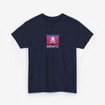 Marineblauwe t-shirt met pirate-schedelprint en ronde hals