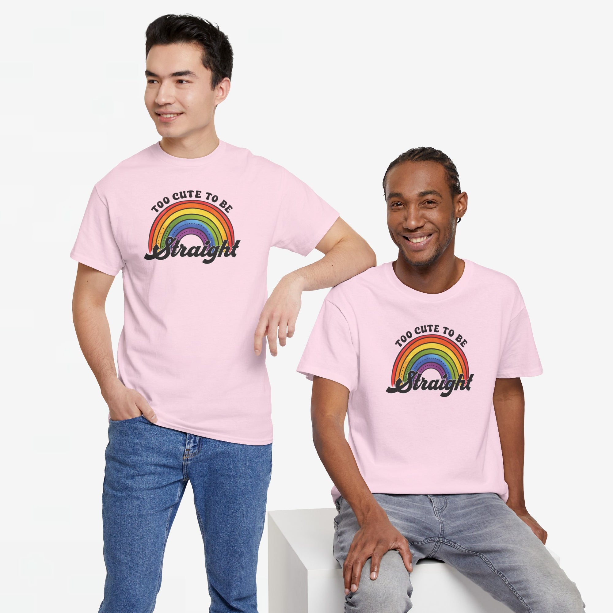 Gay Pride T-shirt - Too Cute To Be Straight - Oversized #36