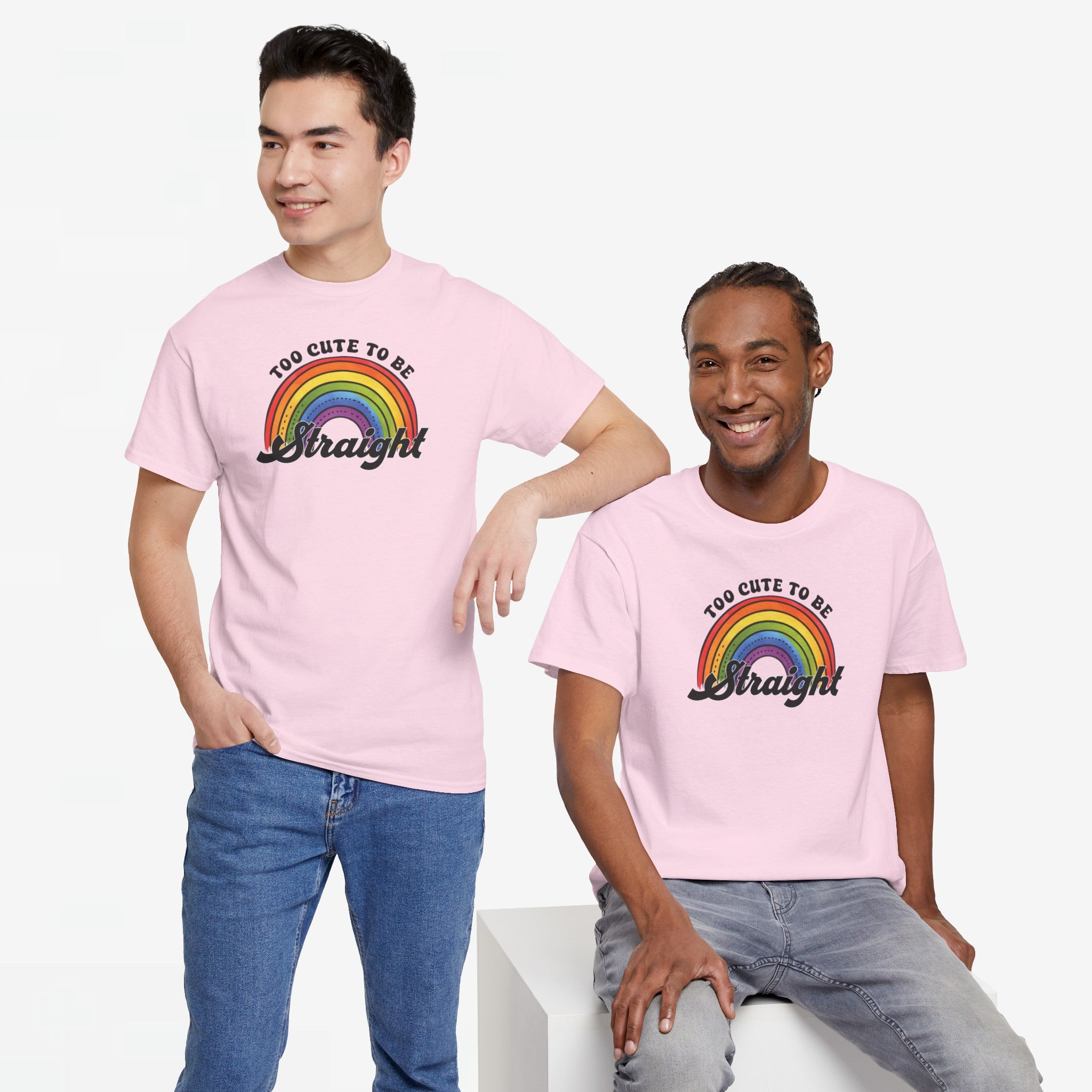Gay Pride T-shirt - Too Cute To Be Straight - Oversized #36