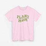 Roze T-shirt met “PLANT MOM” tekstprint in groen op de borst