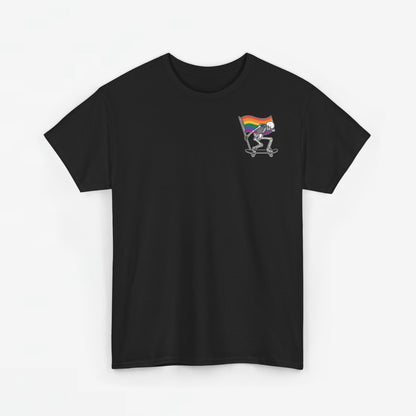 Gay Pride T-shirt - Skelet Pride Regenboog Flag - Back Print - Oversized #71