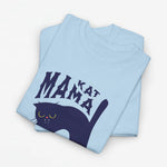 Lichtblauwe oversized T-shirt met donkerblauwe kattenprint en "MAMA"-opdruk
