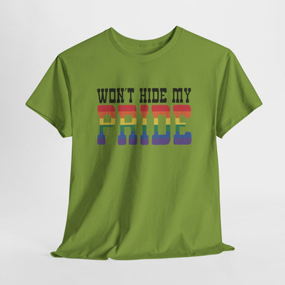 Gay Pride T-shirt - Won't Hide My Pride (zwarte tekst) - Oversized #27