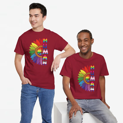 Gay Pride T-shirt - Regenboog Human (witte tekst) - Oversized #4