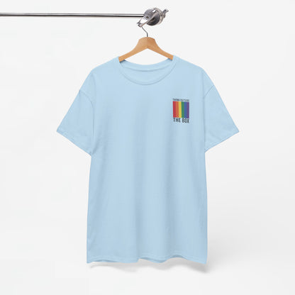 Gay Pride T-shirt - Think Outside The Box (zwarte tekst) - Back Print - Oversized #29